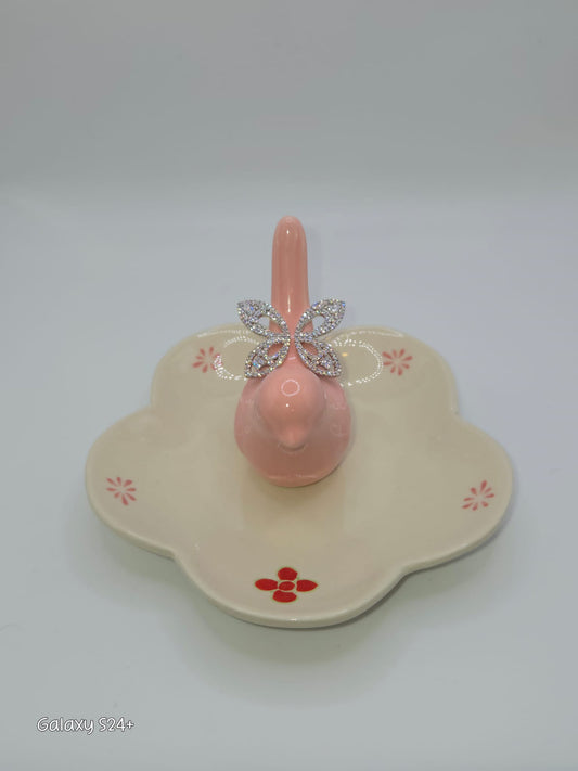 Anillo plateado en forma de Mariposa